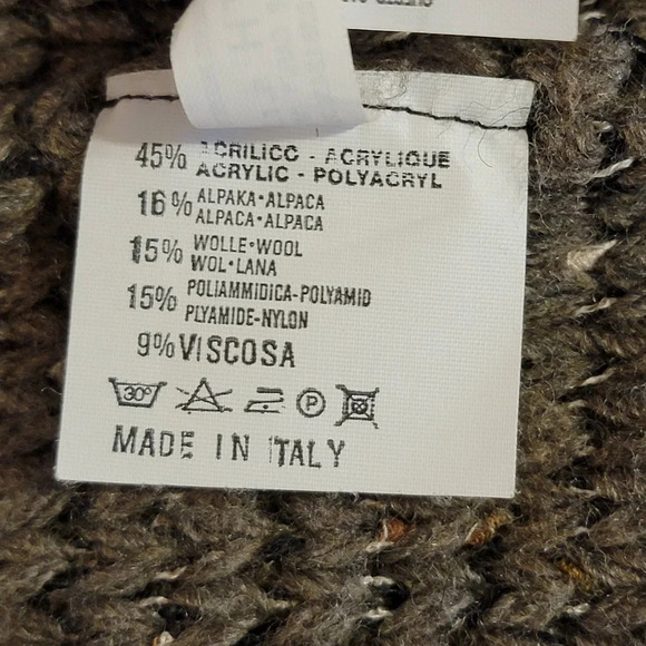 AMARYNTH Women's Alpaca Wool Italian Crocheted Lace Trim Cardigan Size Large - Picture 10 of 13